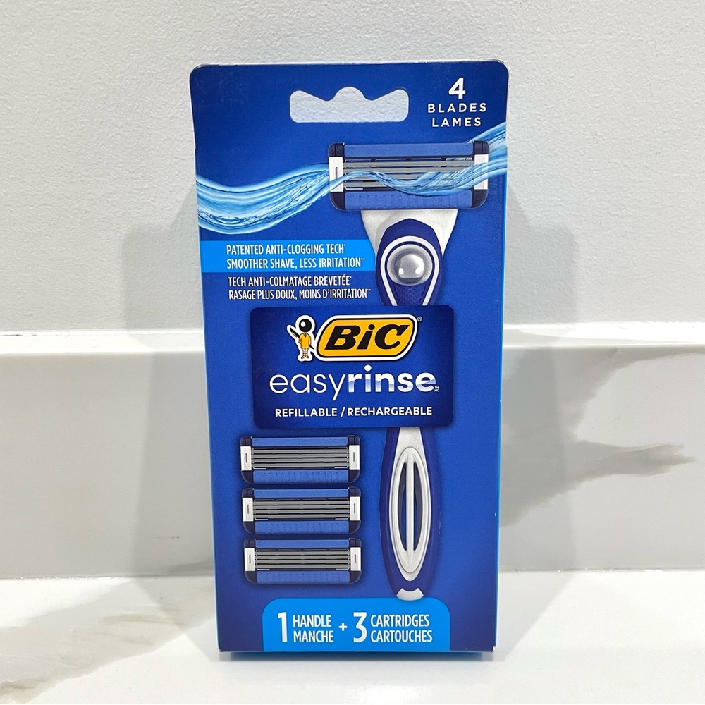 🟠5/$25 NEW Bic Easy Rinse 4 Blade Anti-Clogging Refillable Razor